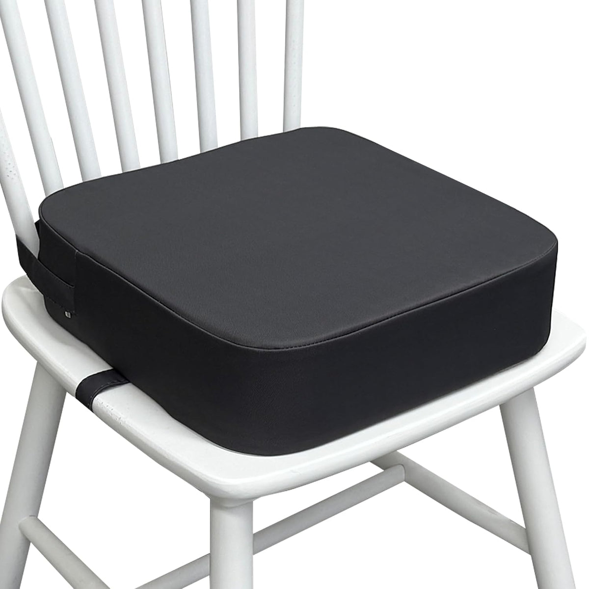 Toddler Booster Seat for Dining Table, Waterproof Kids Booster Seat for Kitchen Chair, High Density Foam Cushion with Non-Slip Bottom, Washable Cover & Adjustable Straps (Dark Grey)