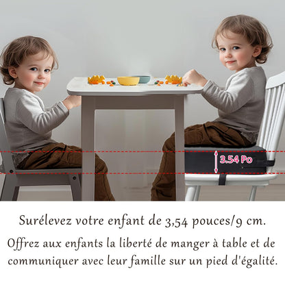 Toddler Booster Seat for Dining Table, Waterproof Kids Booster Seat for Kitchen Chair, High Density Foam Cushion with Non-Slip Bottom, Washable Cover & Adjustable Straps (Dark Grey)