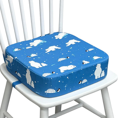 Toddler Booster Seat for Dining Table, Waterproof Kids Booster Seat for Kitchen Chair, High Density Foam Cushion with Non-Slip Bottom, Washable Cover & Adjustable Straps (Dark Grey)