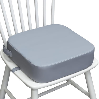 Toddler Booster Seat for Dining Table, Waterproof Kids Booster Seat for Kitchen Chair, High Density Foam Cushion with Non-Slip Bottom, Washable Cover & Adjustable Straps (Dark Grey)