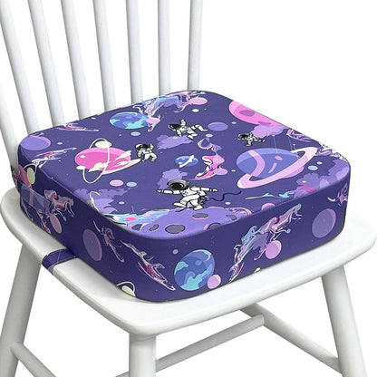 Toddler Booster Seat for Dining Table, Waterproof Kids Booster Seat for Kitchen Chair, High Density Foam Cushion with Non-Slip Bottom, Washable Cover & Adjustable Straps (Dark Grey)