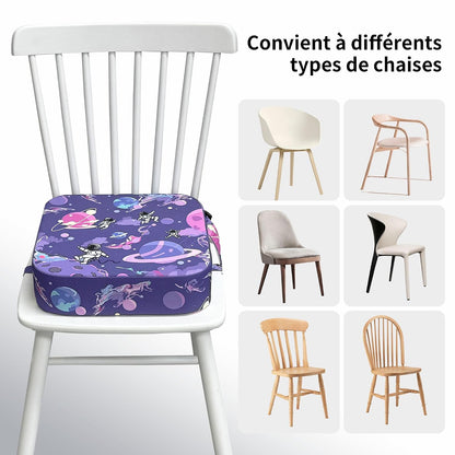 Toddler Booster Seat for Dining Table, Waterproof Kids Booster Seat for Kitchen Chair, High Density Foam Cushion with Non-Slip Bottom, Washable Cover & Adjustable Straps (Dark Grey)