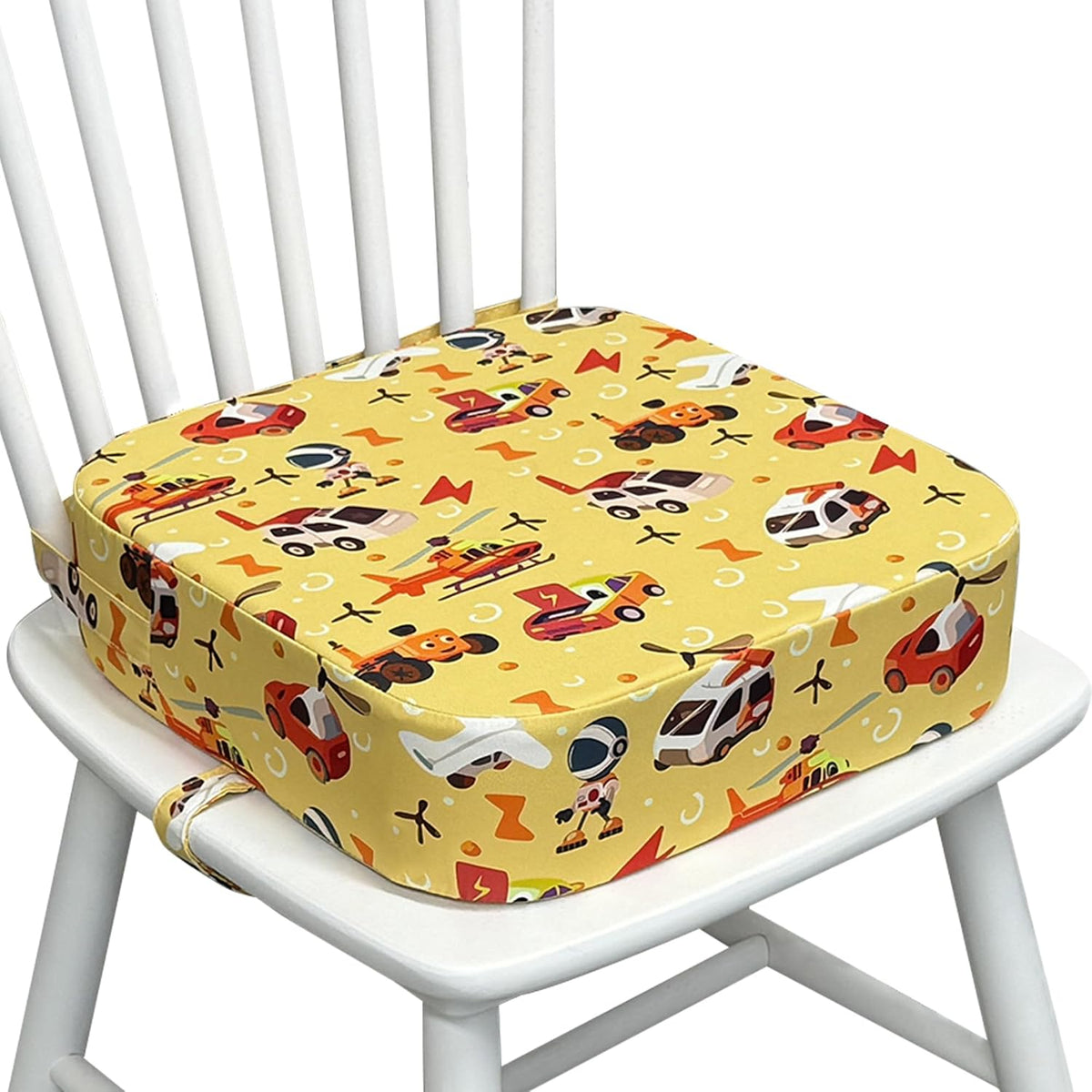 Toddler Booster Seat for Dining Table, Waterproof Kids Booster Seat for Kitchen Chair, High Density Foam Cushion with Non-Slip Bottom, Washable Cover & Adjustable Straps (Dark Grey)