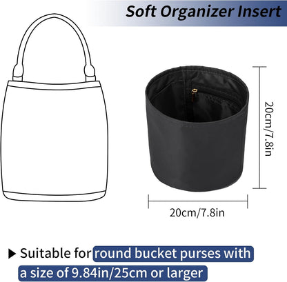 Purse Organizer Insert Nylon Round Bucket Bag Organizer for Handbag Small Tote Dividers Insert (Beige)