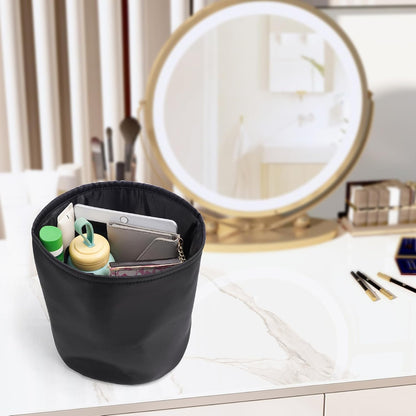 Purse Organizer Insert Nylon Round Bucket Bag Organizer for Handbag Small Tote Dividers Insert (Beige)