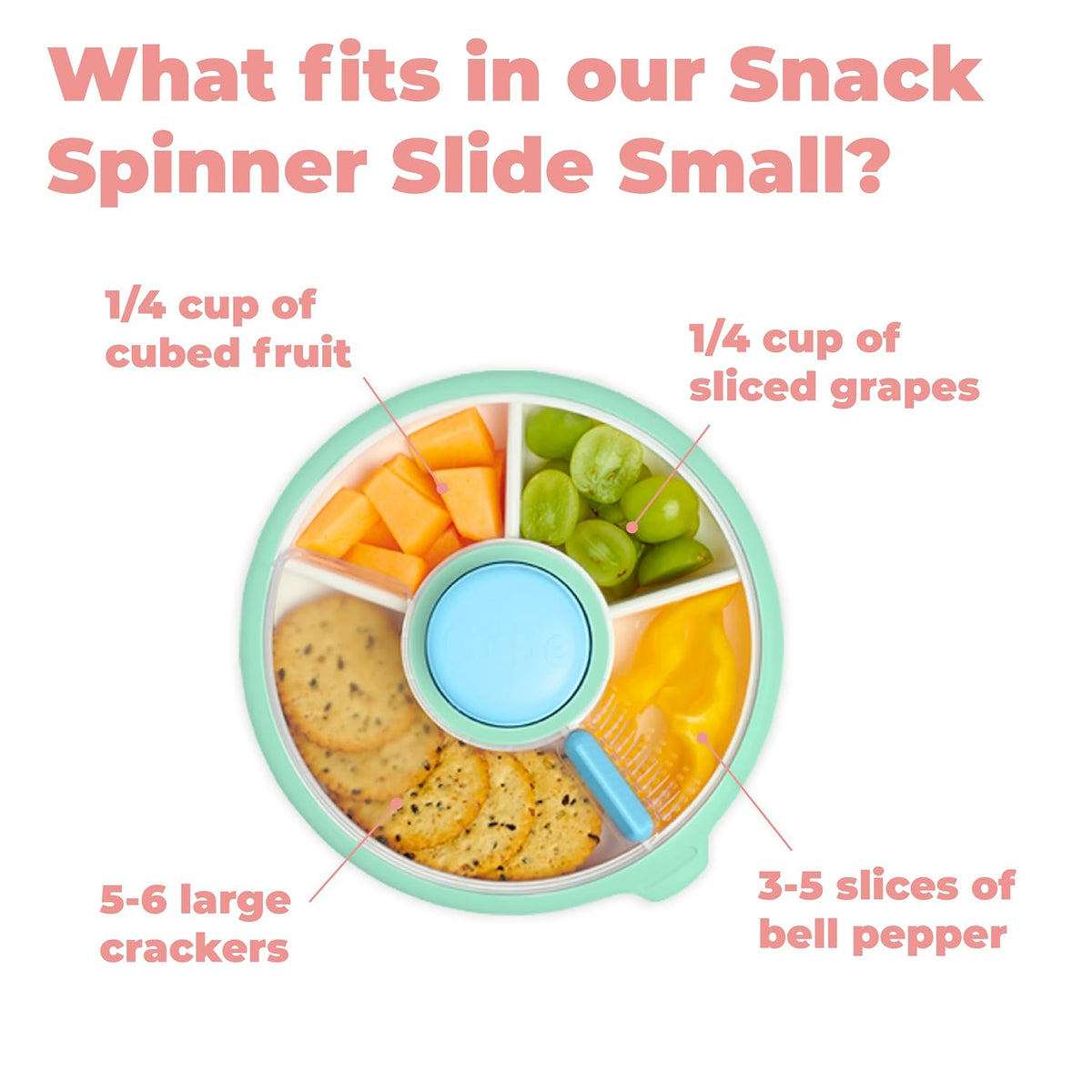 Small Snack Spinner Slide, 4 Compartment Dispenser and Lid