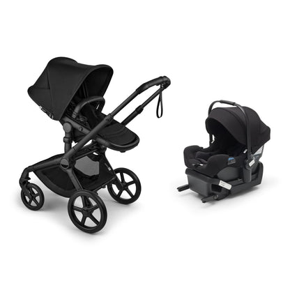 Fox 5 Renew Full Size All Terrain Stroller in Black and Turtle Air Shield by Nuna Car Seat