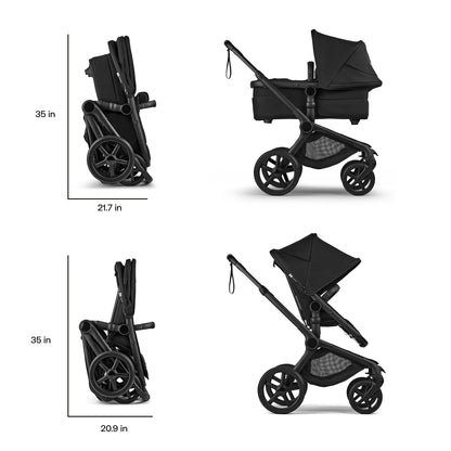 Fox 5 Renew Full Size All Terrain Stroller in Black and Turtle Air Shield by Nuna Car Seat