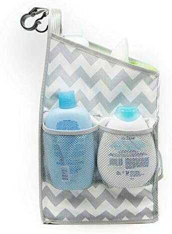 Chevron Pattern Diaper Caddy and Nursery Organizer for Newborn Baby Essentials, Hang on Crib, Baby Bed. Changing Table or wall. Multiple Pockets to Store Wipes, Creams, Lotions, Toys and more.