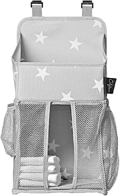 Chevron Pattern Diaper Caddy and Nursery Organizer for Newborn Baby Essentials, Hang on Crib, Baby Bed. Changing Table or wall. Multiple Pockets to Store Wipes, Creams, Lotions, Toys and more.