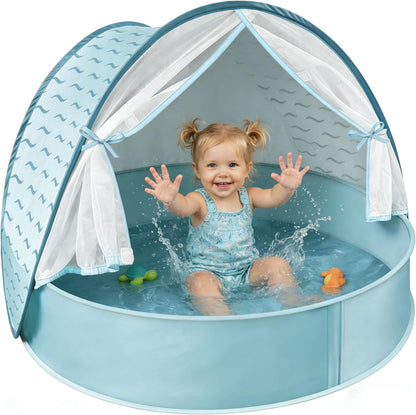 Pop-Up Baby Beach Pool Tent with Mat, Mosquito Net, Detachable Canopy