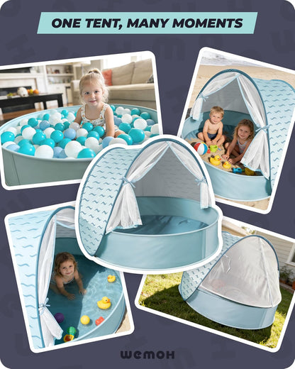 Pop-Up Baby Beach Pool Tent with Mat, Mosquito Net, Detachable Canopy