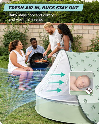 Pop-Up Baby Beach Pool Tent with Mat, Mosquito Net, Detachable Canopy