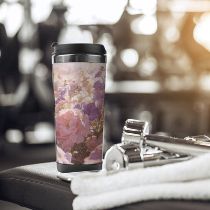 13oz Insulated Travel Coffee Mug Reusable Coffee Cup Water Bottle | Field of Flowers Pastel Floral Travel Mug with Leak Proof Lid Double Wall Stainless Steel Coffee Tumbler Personalized Gift