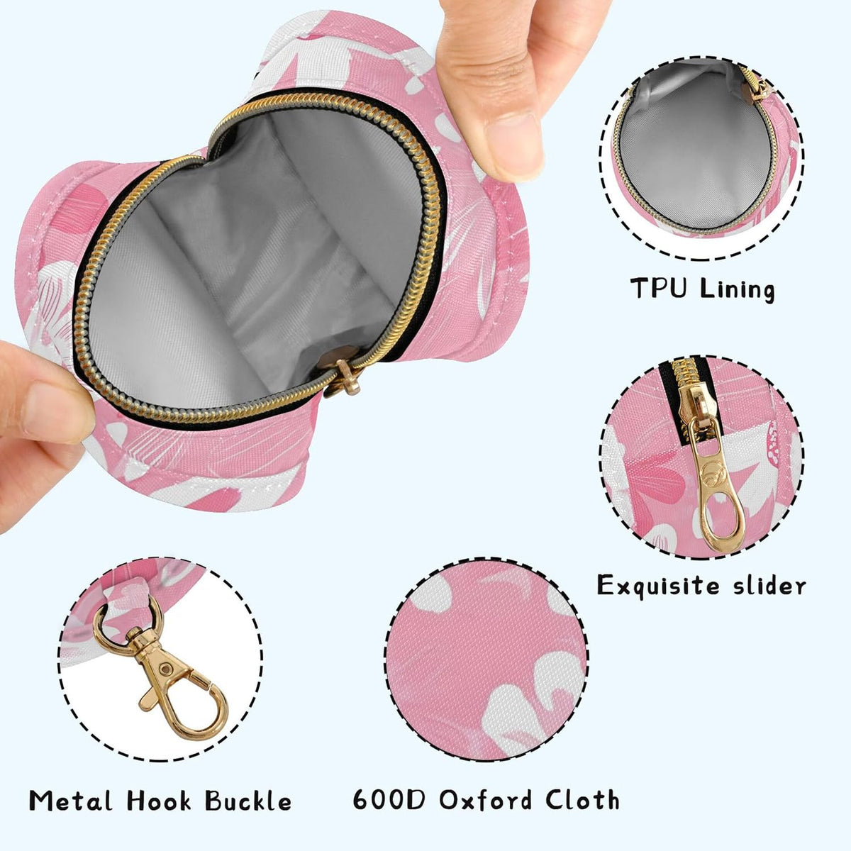 Pink and White Flowers Baby Pacifier Holder Case, Dustproof Portable Storage Box for Diaper Bag Purse, Pacifier Storage Container for Boys & Girls