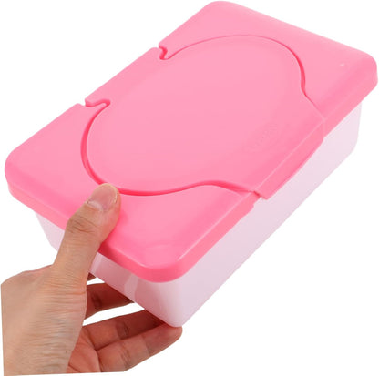Baby Wipes Case Refillable Wipes Dispenser with Lid Portable Tissue Storage Container for 80 Wipes Moisture Retaining Wipe Holder for Home Travel Car Bathroom