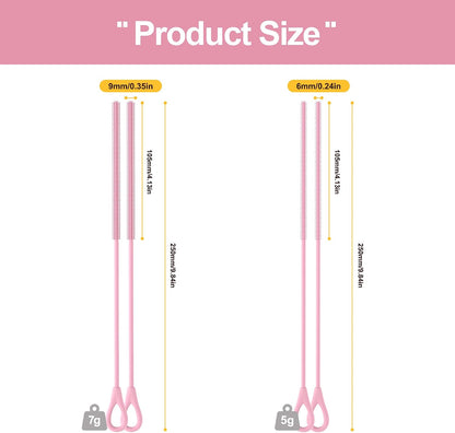 Silicone Straw Cleaner Brush - 2 Pcs Straw Brush for Water Bottle Sippy Cup Tubes Glass Straws, Reusable Bendable and Dishwasher Safe