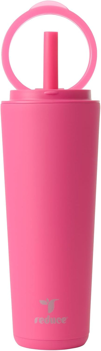 Halo 24 oz Stainless Steel Vacuum Insulated Tumbler - Spill Proof Travel Mug with Flip Handle Lid - Keeps Drinks Cold for 32 Hrs - Dishwasher Safe - Cupholder Friendly - Matcha