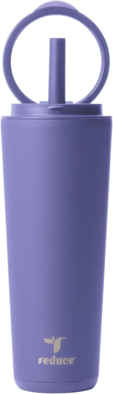 Halo 24 oz Stainless Steel Vacuum Insulated Tumbler - Spill Proof Travel Mug with Flip Handle Lid - Keeps Drinks Cold for 32 Hrs - Dishwasher Safe - Cupholder Friendly - Matcha