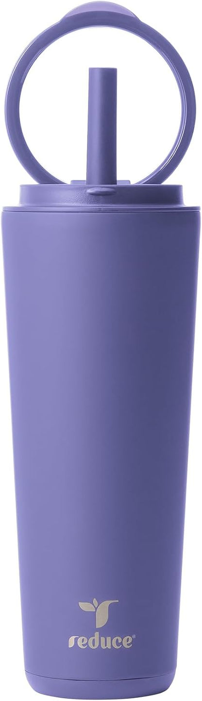 Halo 24 oz Stainless Steel Vacuum Insulated Tumbler - Spill Proof Travel Mug with Flip Handle Lid - Keeps Drinks Cold for 32 Hrs - Dishwasher Safe - Cupholder Friendly - Matcha