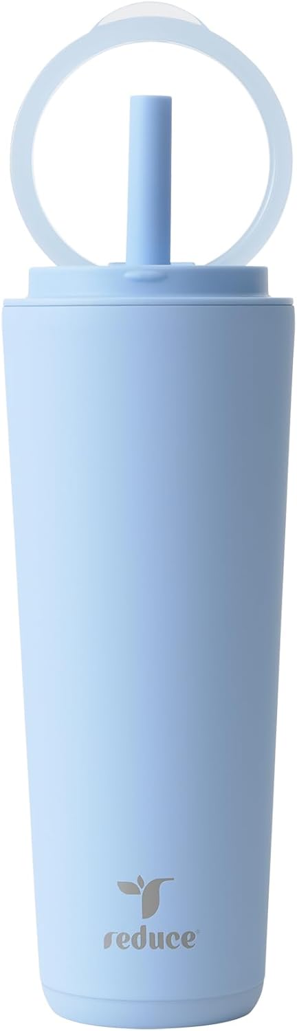 Halo 24 oz Stainless Steel Vacuum Insulated Tumbler - Spill Proof Travel Mug with Flip Handle Lid - Keeps Drinks Cold for 32 Hrs - Dishwasher Safe - Cupholder Friendly - Matcha