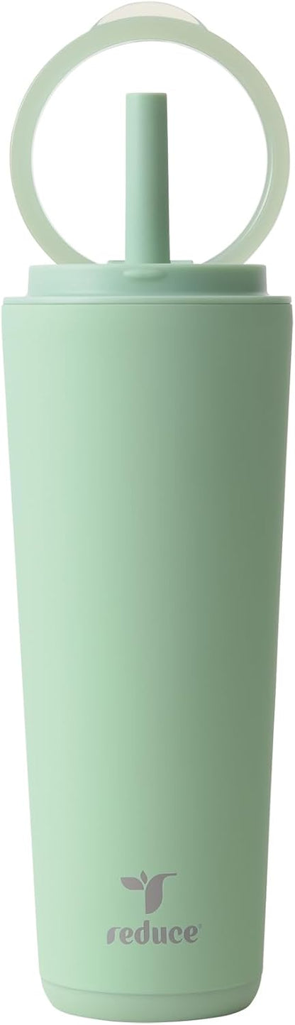 Halo 24 oz Stainless Steel Vacuum Insulated Tumbler - Spill Proof Travel Mug with Flip Handle Lid - Keeps Drinks Cold for 32 Hrs - Dishwasher Safe - Cupholder Friendly - Matcha