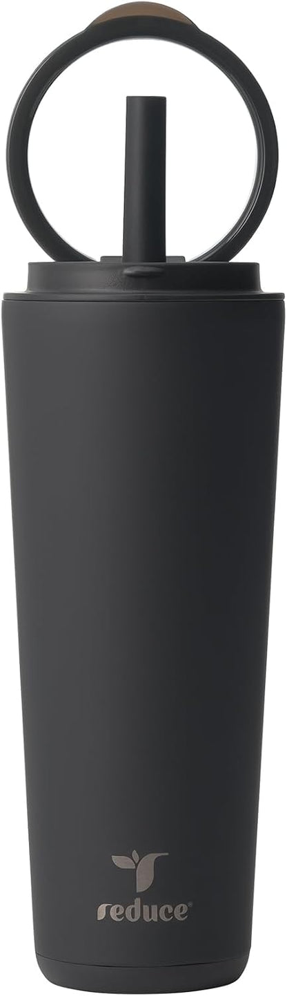 Halo 24 oz Stainless Steel Vacuum Insulated Tumbler - Spill Proof Travel Mug with Flip Handle Lid - Keeps Drinks Cold for 32 Hrs - Dishwasher Safe - Cupholder Friendly - Matcha