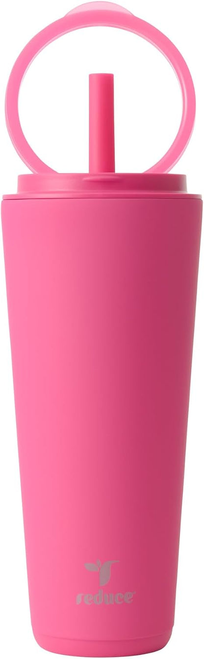Halo 24 oz Stainless Steel Vacuum Insulated Tumbler - Spill Proof Travel Mug with Flip Handle Lid - Keeps Drinks Cold for 32 Hrs - Dishwasher Safe - Cupholder Friendly - Matcha