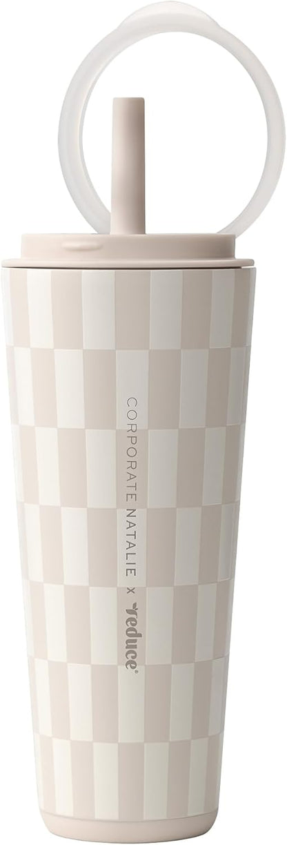 Halo 24 oz Stainless Steel Vacuum Insulated Tumbler - Spill Proof Travel Mug with Flip Handle Lid - Keeps Drinks Cold for 32 Hrs - Dishwasher Safe - Cupholder Friendly - Matcha