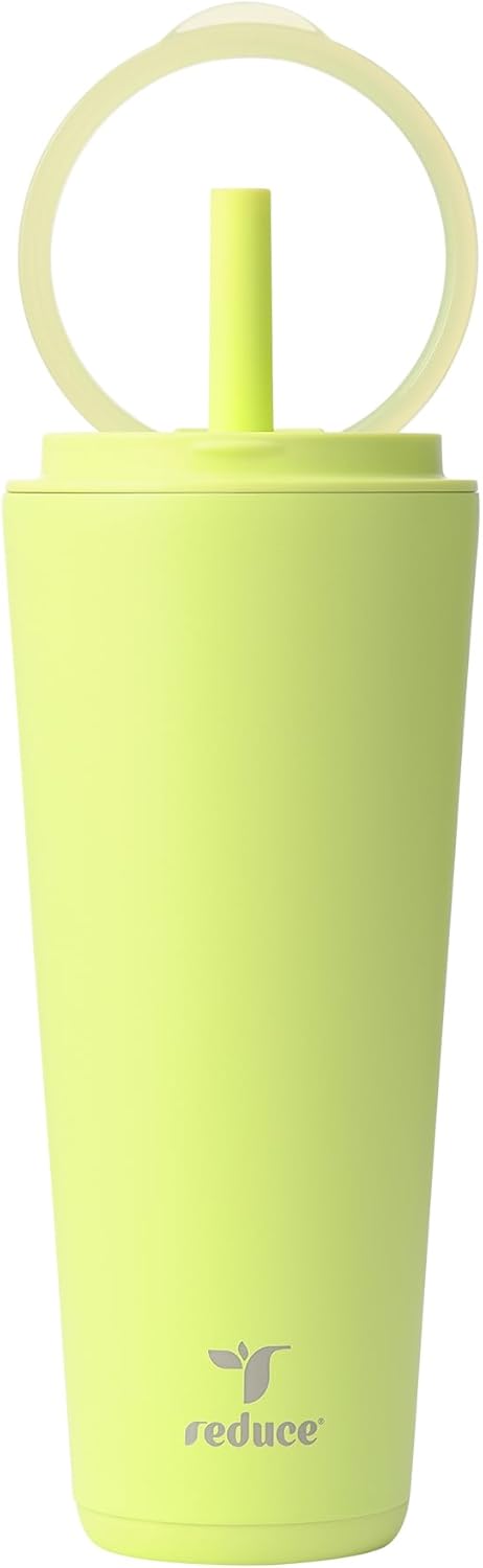 Halo 24 oz Stainless Steel Vacuum Insulated Tumbler - Spill Proof Travel Mug with Flip Handle Lid - Keeps Drinks Cold for 32 Hrs - Dishwasher Safe - Cupholder Friendly - Matcha