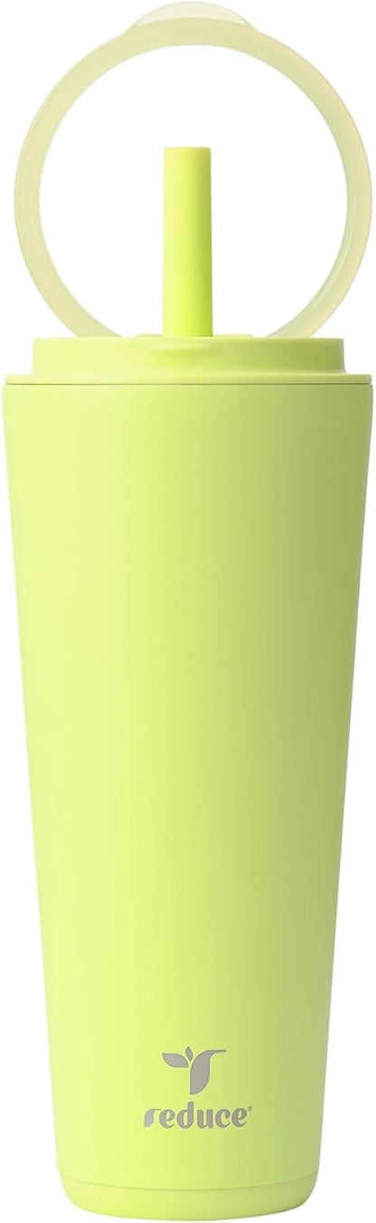 Halo 24 oz Stainless Steel Vacuum Insulated Tumbler - Spill Proof Travel Mug with Flip Handle Lid - Keeps Drinks Cold for 32 Hrs - Dishwasher Safe - Cupholder Friendly - Matcha