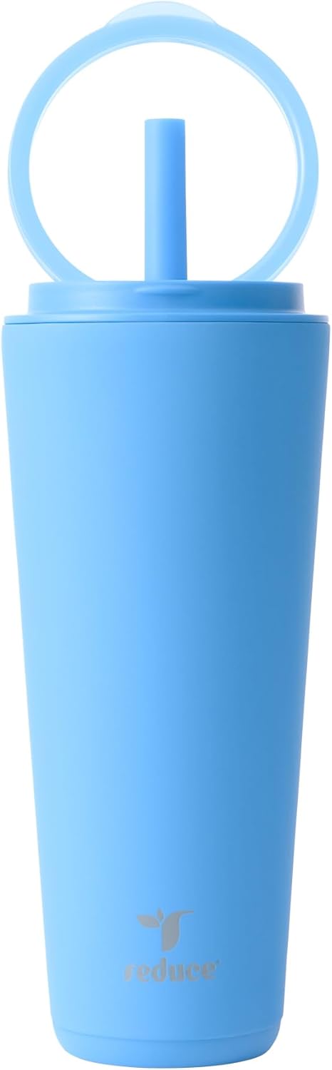 Halo 24 oz Stainless Steel Vacuum Insulated Tumbler - Spill Proof Travel Mug with Flip Handle Lid - Keeps Drinks Cold for 32 Hrs - Dishwasher Safe - Cupholder Friendly - Matcha