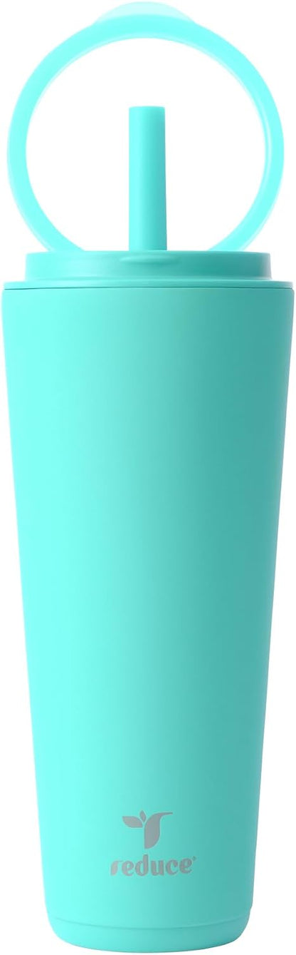 Halo 24 oz Stainless Steel Vacuum Insulated Tumbler - Spill Proof Travel Mug with Flip Handle Lid - Keeps Drinks Cold for 32 Hrs - Dishwasher Safe - Cupholder Friendly - Matcha