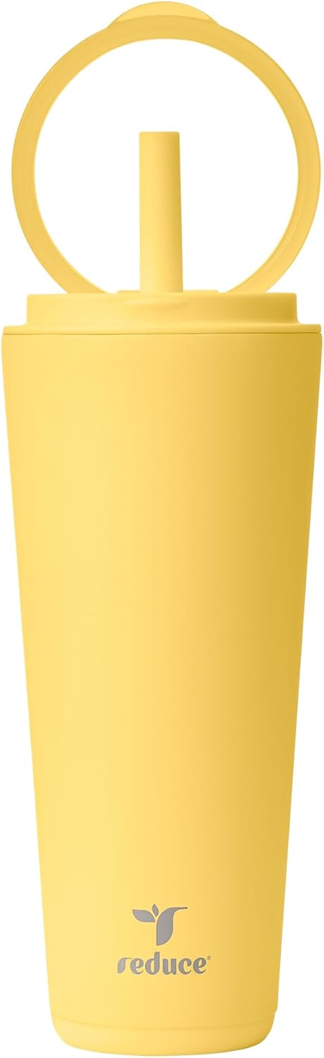 Halo 24 oz Stainless Steel Vacuum Insulated Tumbler - Spill Proof Travel Mug with Flip Handle Lid - Keeps Drinks Cold for 32 Hrs - Dishwasher Safe - Cupholder Friendly - Matcha