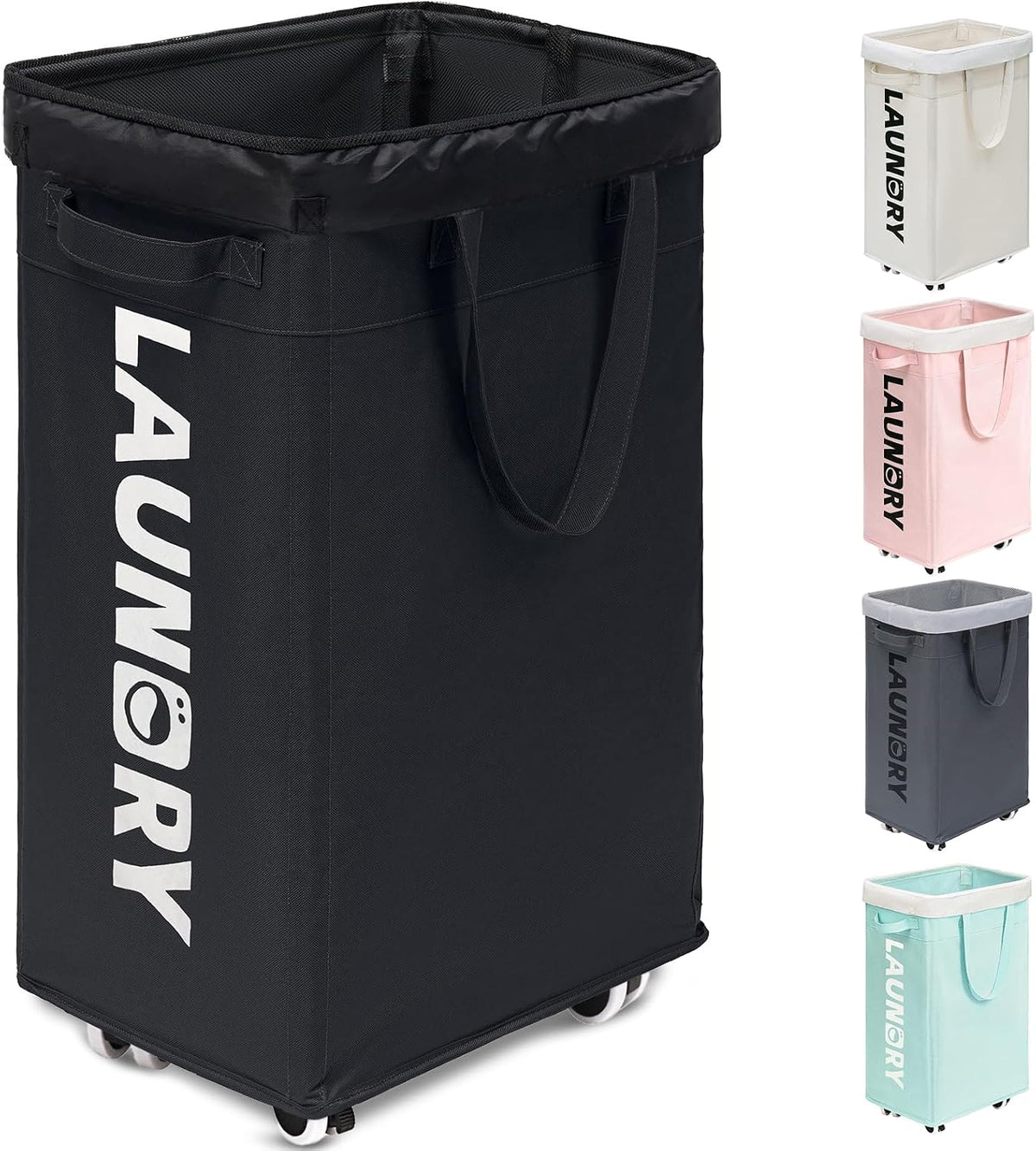 75L Laudnry Basket with Wheels & Removable Wash Bag for Dorm