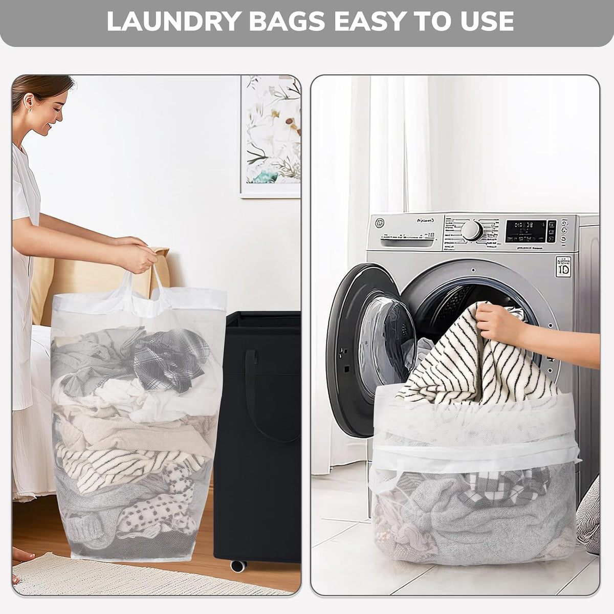 75L Laudnry Basket with Wheels & Removable Wash Bag for Dorm