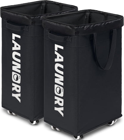 75L Laudnry Basket with Wheels & Removable Wash Bag for Dorm