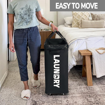75L Laudnry Basket with Wheels & Removable Wash Bag for Dorm