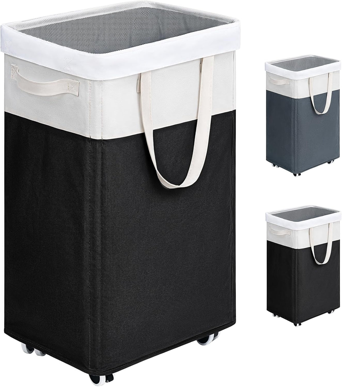 75L Laudnry Basket with Wheels & Removable Wash Bag for Dorm