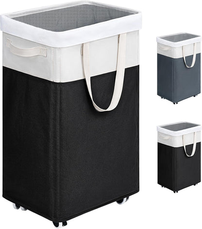 75L Laudnry Basket with Wheels & Removable Wash Bag for Dorm
