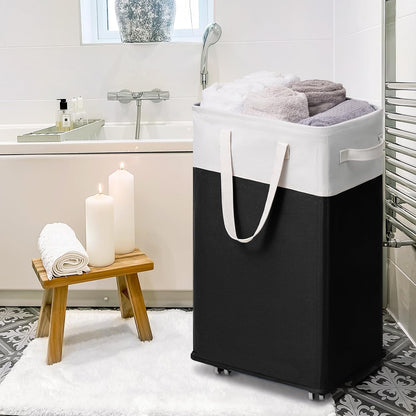 75L Laudnry Basket with Wheels & Removable Wash Bag for Dorm
