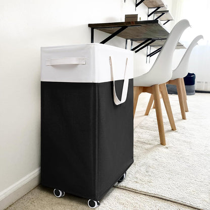 75L Laudnry Basket with Wheels & Removable Wash Bag for Dorm