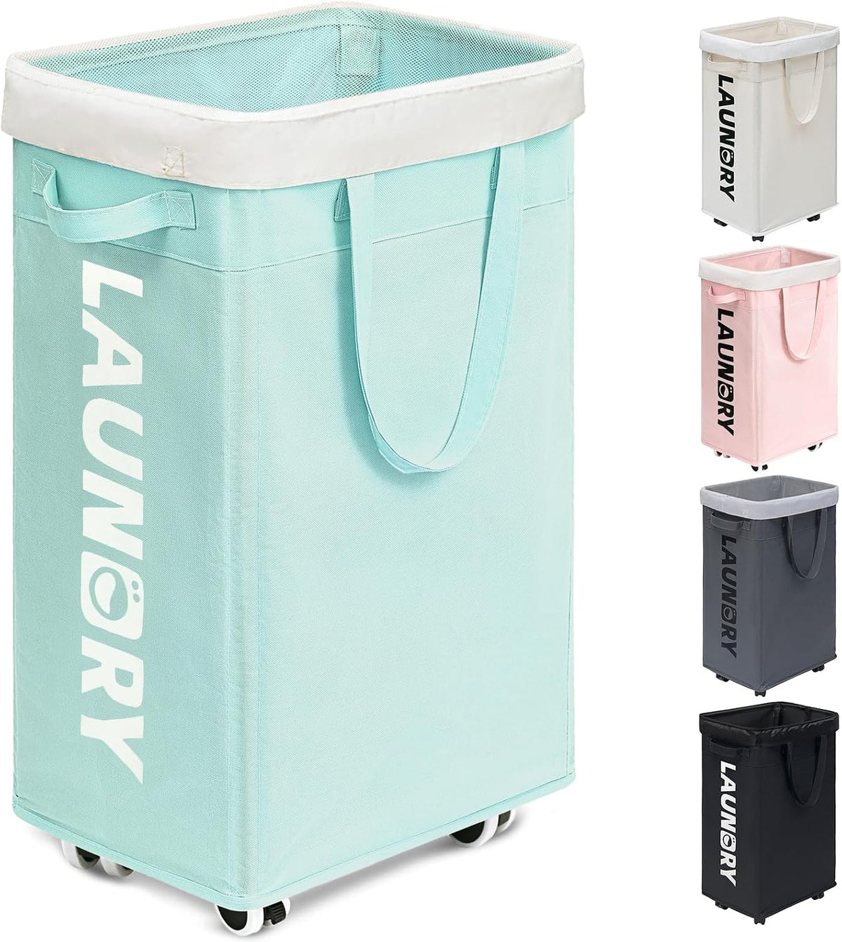 75L Laudnry Basket with Wheels & Removable Wash Bag for Dorm