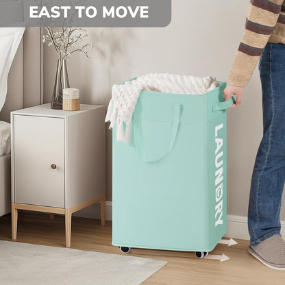 75L Laudnry Basket with Wheels & Removable Wash Bag for Dorm