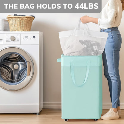75L Laudnry Basket with Wheels & Removable Wash Bag for Dorm