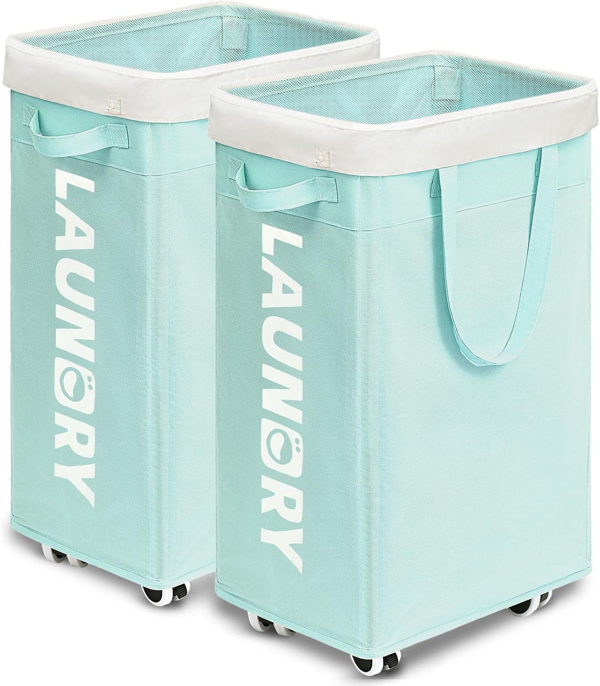75L Laudnry Basket with Wheels & Removable Wash Bag for Dorm