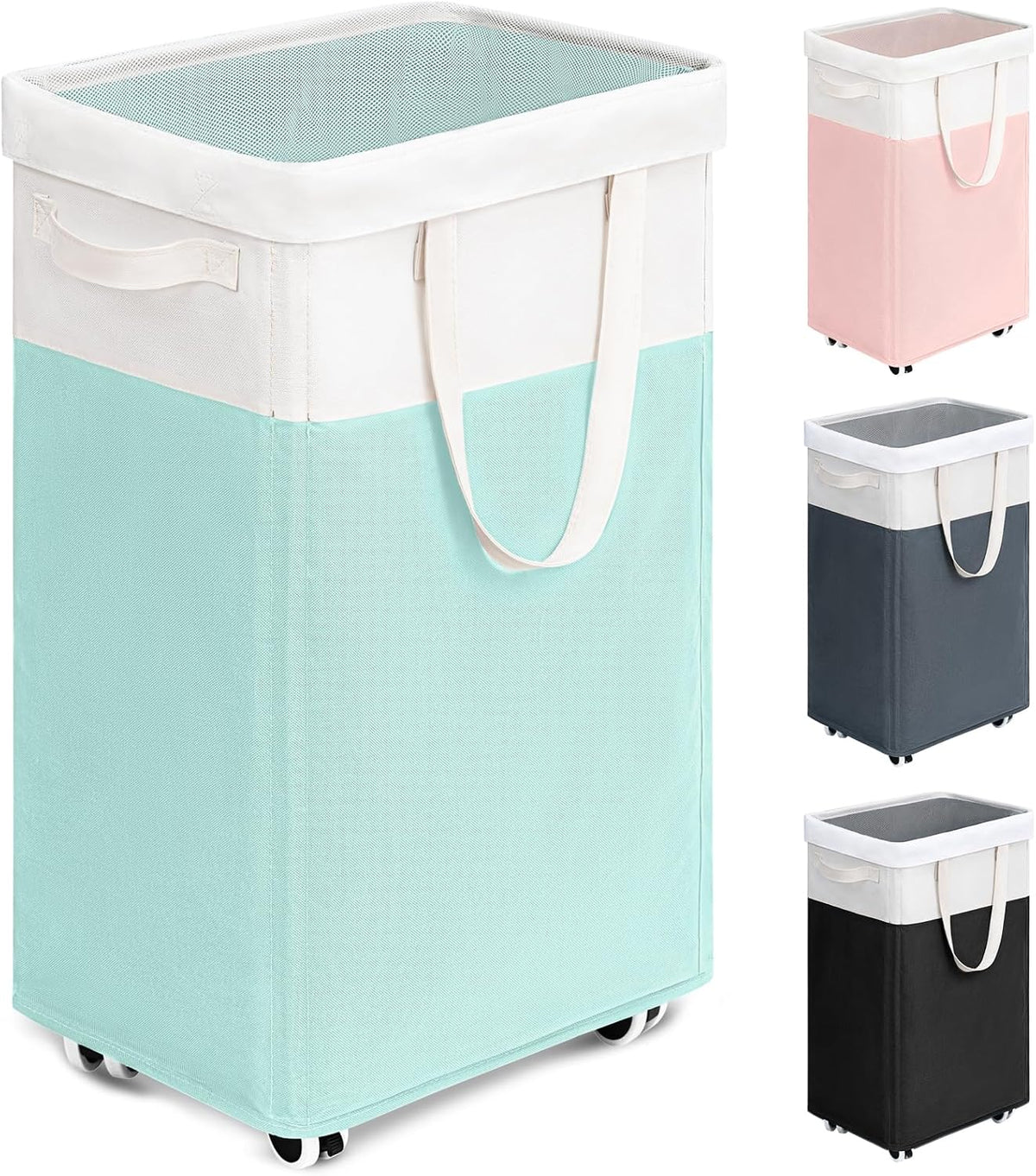 75L Laudnry Basket with Wheels & Removable Wash Bag for Dorm