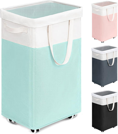 75L Laudnry Basket with Wheels & Removable Wash Bag for Dorm