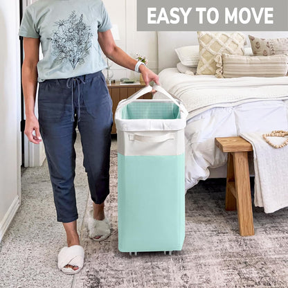 75L Laudnry Basket with Wheels & Removable Wash Bag for Dorm