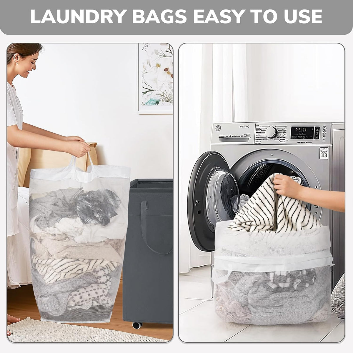 75L Laudnry Basket with Wheels & Removable Wash Bag for Dorm